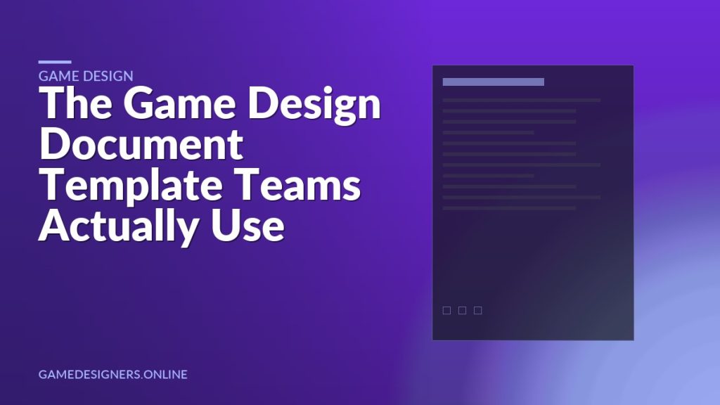 Cover graphic showing a stylised game design document