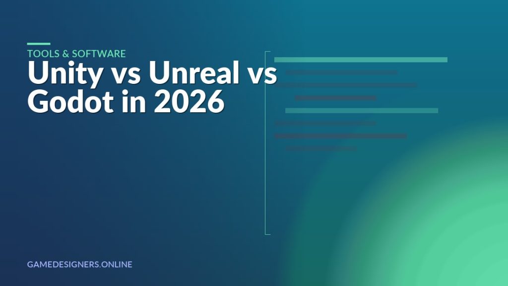 Cover graphic comparing Unity, Unreal and Godot game engines